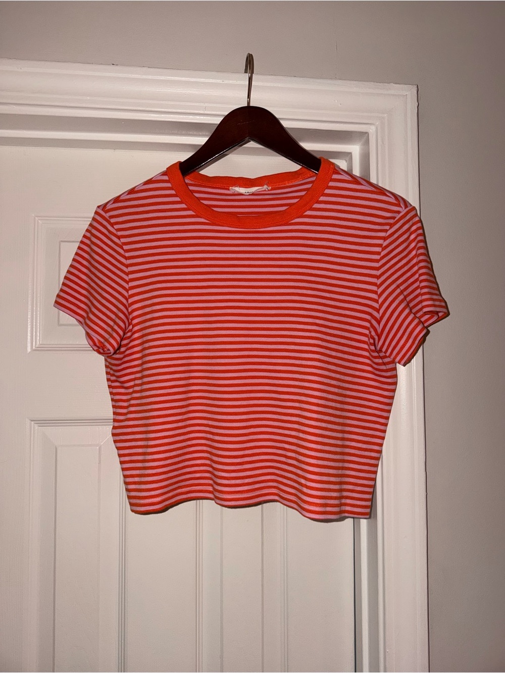 Mango Orange and White Striped Crop Top